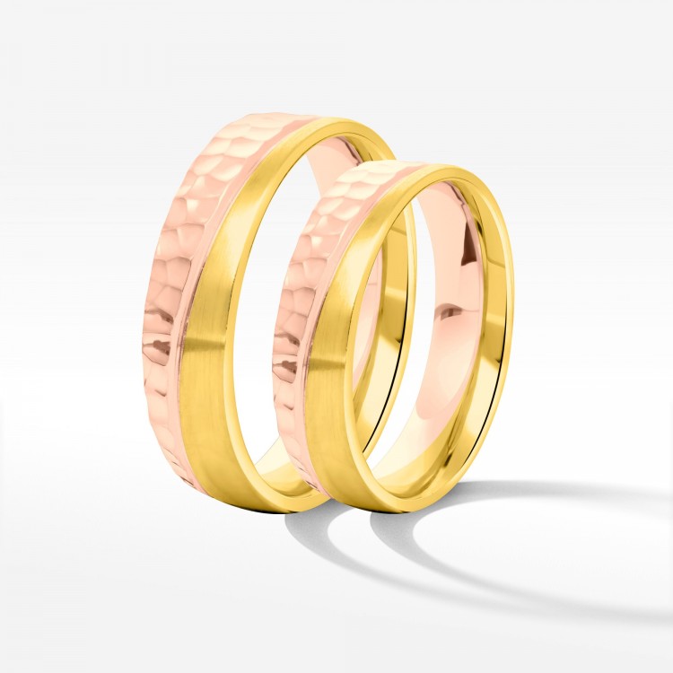 Obrączki ślubne z dwukolorowego złota 5mm półokrągłe