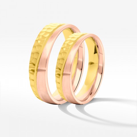 Obrączki ślubne z dwukolorowego złota 5mm półokrągłe