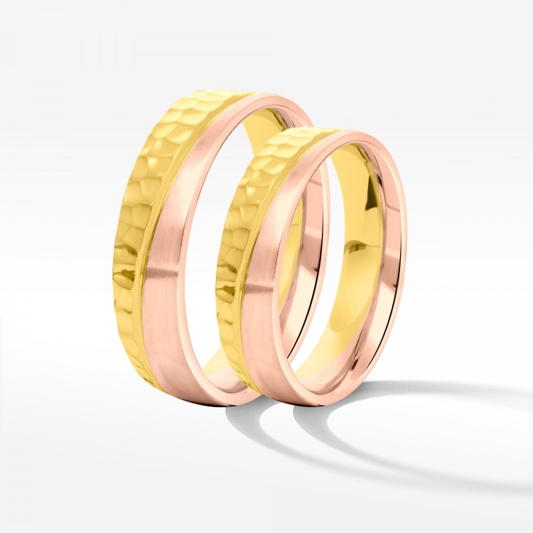 Obrączki ślubne z dwukolorowego złota 5mm półokrągłe