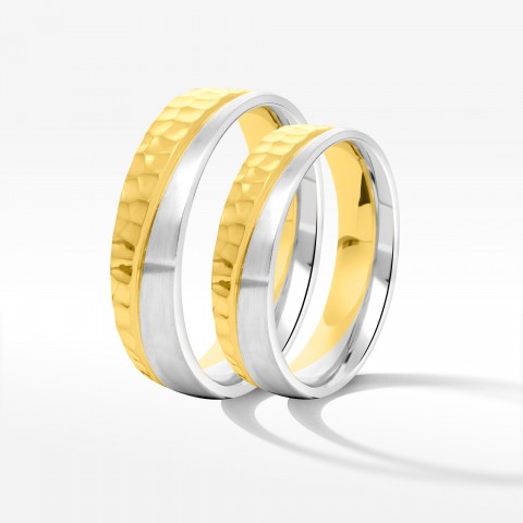 Obrączki ślubne z dwukolorowego złota 5mm półokrągłe