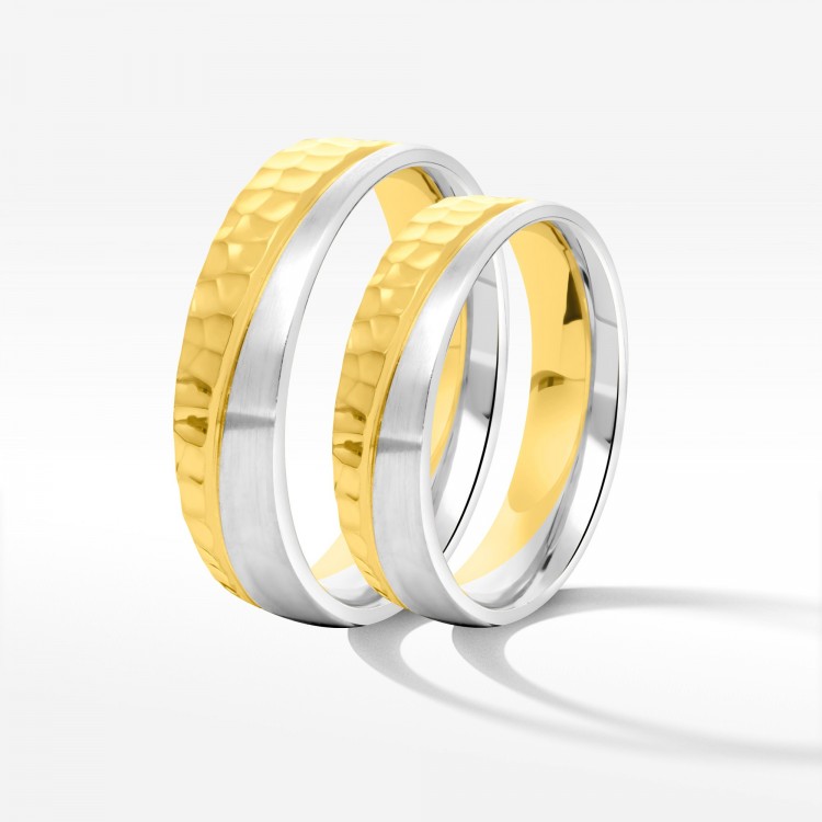 Obrączki ślubne z dwukolorowego złota 5mm półokrągłe