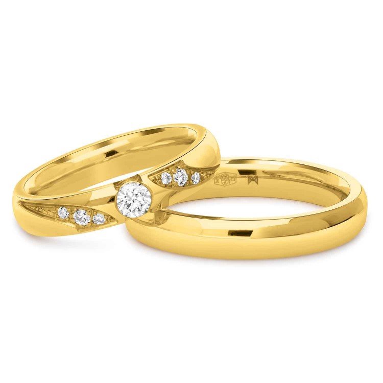 Obrączki ślubne z żółtego złota 4mm półokrągłe