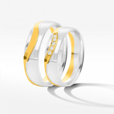 Obrączki ślubne z dwukolorowego złota 5mm półokrągłe