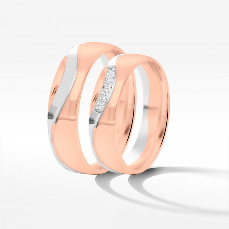 Obrączki ślubne z dwukolorowego złota 5mm półokrągłe