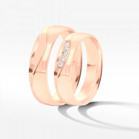 Obrączki ślubne z różowego złota 5mm półokrągłe