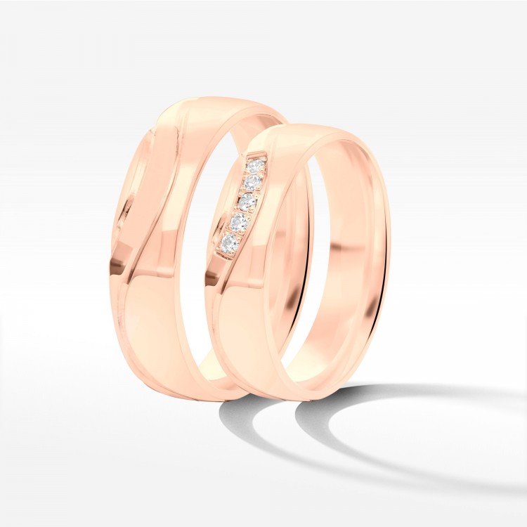 Obrączki ślubne z różowego złota 5mm półokrągłe