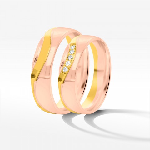 Obrączki ślubne z dwukolorowego złota 5mm półokrągłe