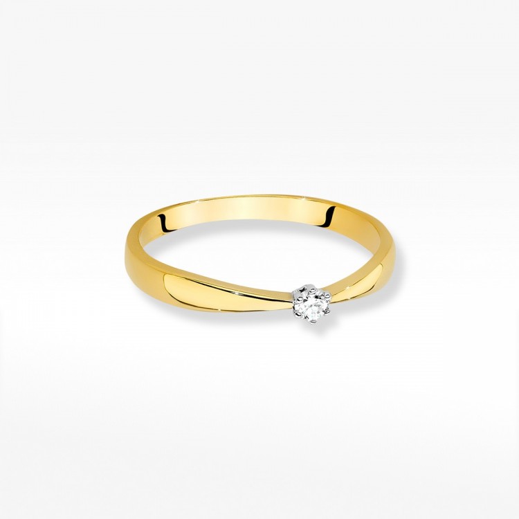 Pierścionek z żółtego złota z diamentem