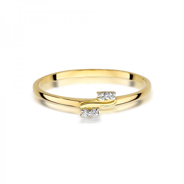 Pierścionek z żółtego złota z diamentami