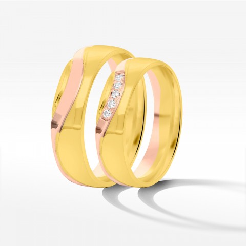 Obrączki ślubne z dwukolorowego złota 5mm półokrągłe