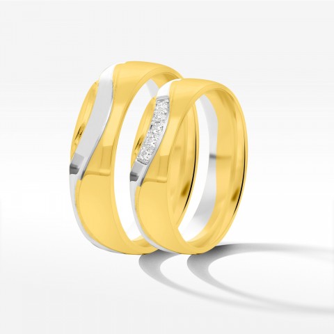 Obrączki ślubne z dwukolorowego złota 5mm półokrągłe