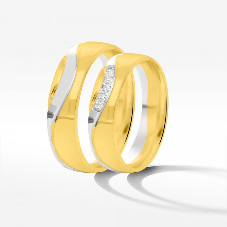 Obrączki ślubne z dwukolorowego złota 5mm półokrągłe