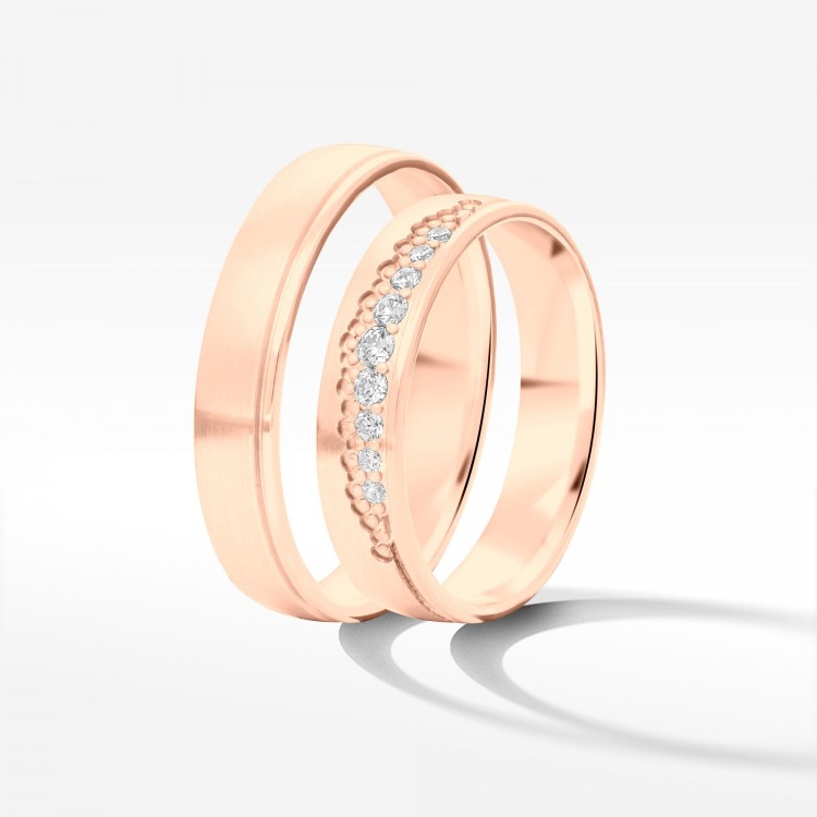 Obrączki ślubne z różowego złota 4.5mm płaskie