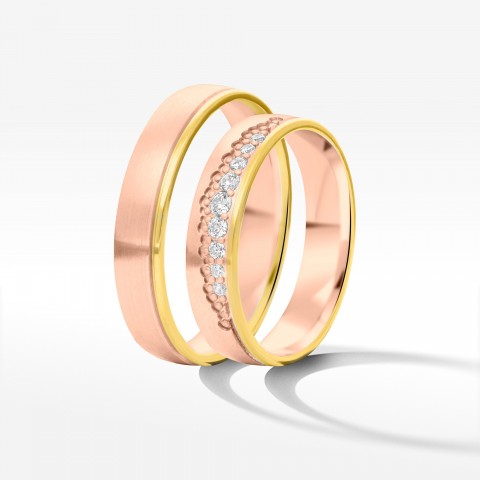 Obrączki ślubne z dwukolorowego złota 4.5mm płaskie