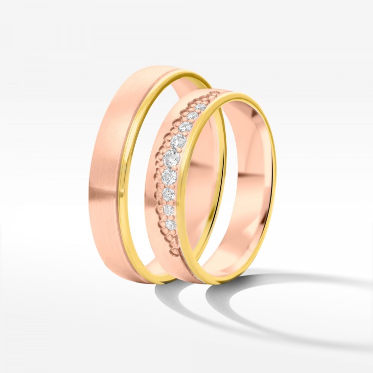 Obrączki ślubne z dwukolorowego złota 4.5mm płaskie