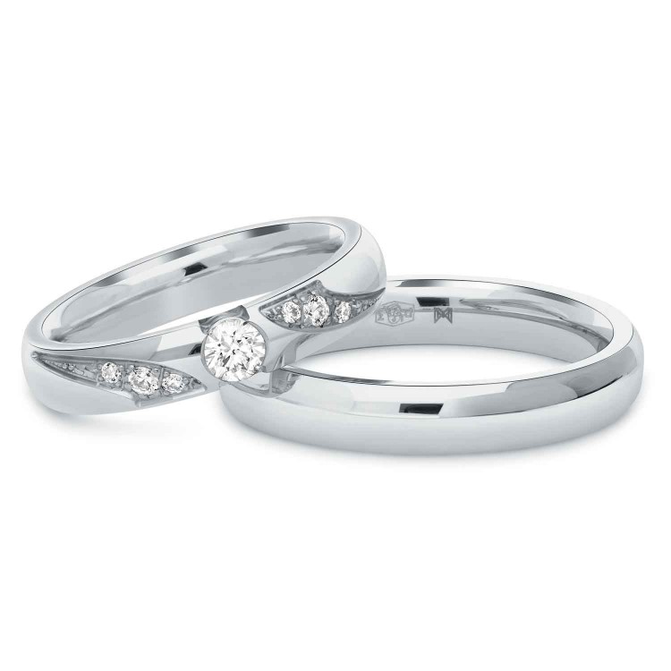 Obrączki ślubne z białego złota 4mm półokrągłe