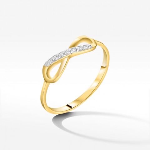 Złoty pierścionek z cyrkoniami