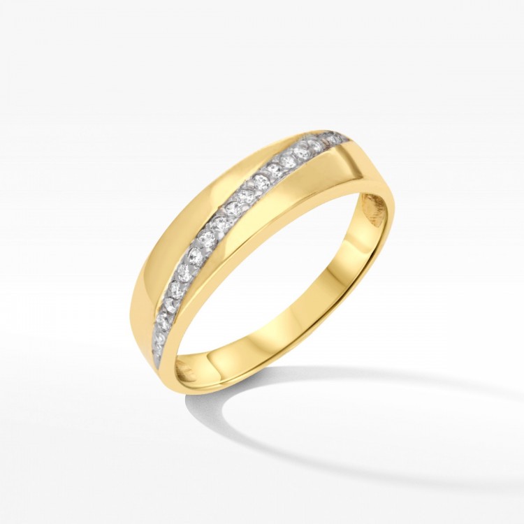 Złoty pierścionek z cyrkoniami