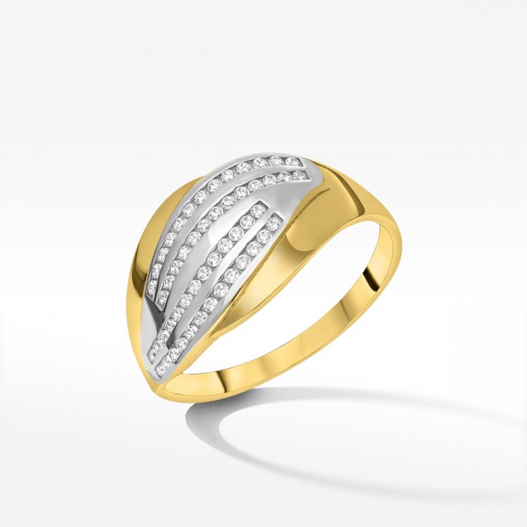 Złoty pierścionek z cyrkoniami