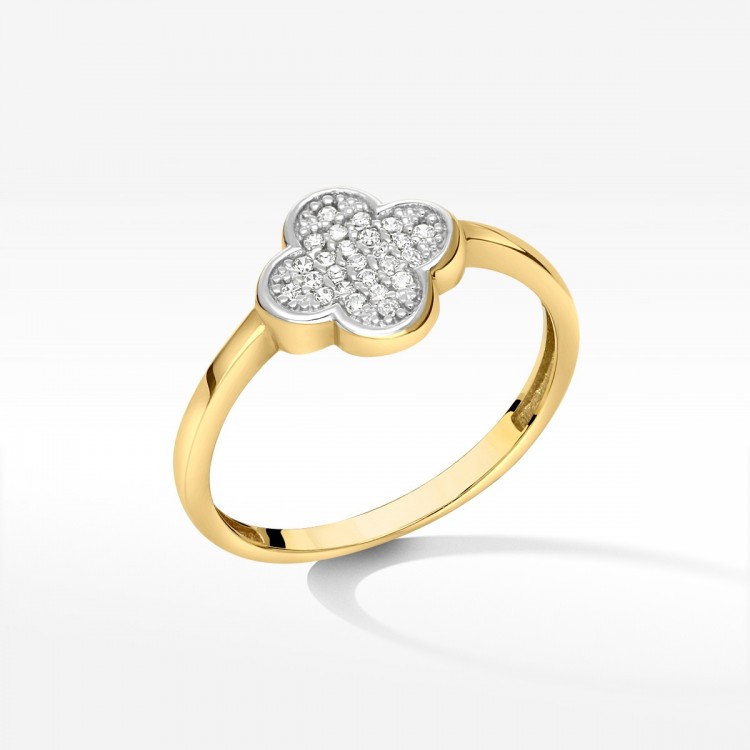 Złoty pierścionek z cyrkoniami