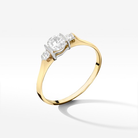 Złoty pierścionek  z cyrkoniami