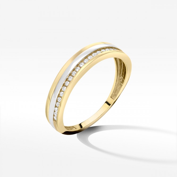 Złoty pierścionek z cyrkoniami