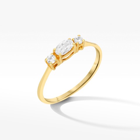Złoty pierścionek z cyrkoniami