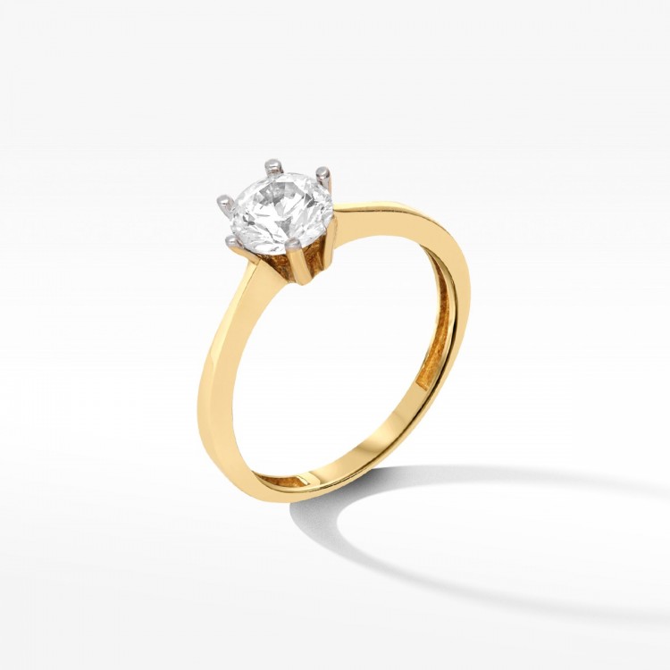 Złoty pierścionek z cyrkonią