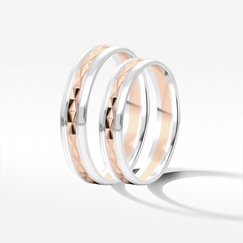 Obrączki ślubne z dwukolorowego złota 4mm półokrągłe