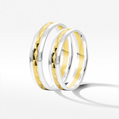 Obrączki ślubne z dwukolorowego złota 4mm półokrągłe