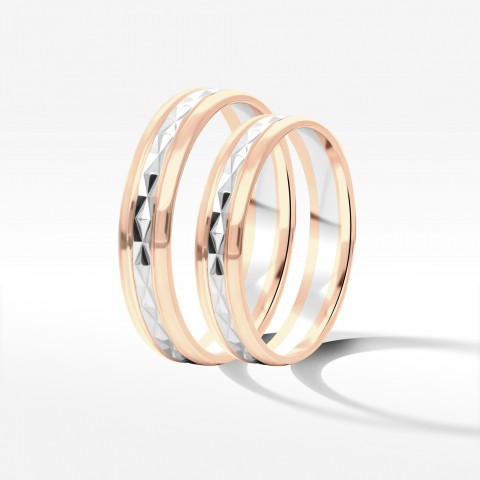 Obrączki ślubne z dwukolorowego złota 4mm półokrągłe