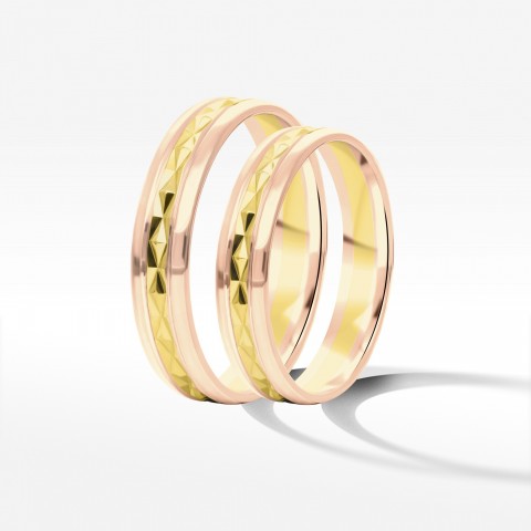 Obrączki ślubne z dwukolorowego złota 4mm półokrągłe