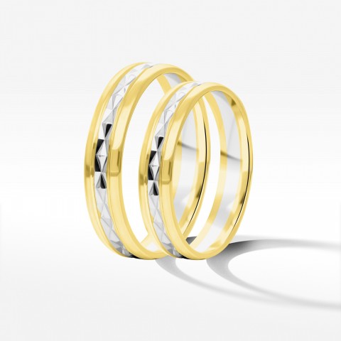 Obrączki ślubne z dwukolorowego złota 4mm półokrągłe