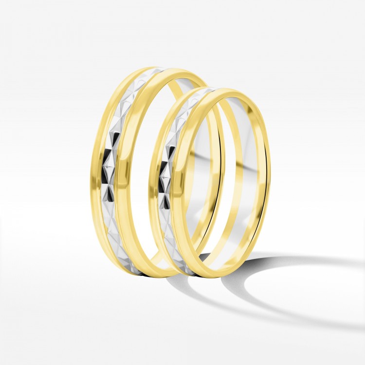 Obrączki ślubne z dwukolorowego złota 4mm półokrągłe