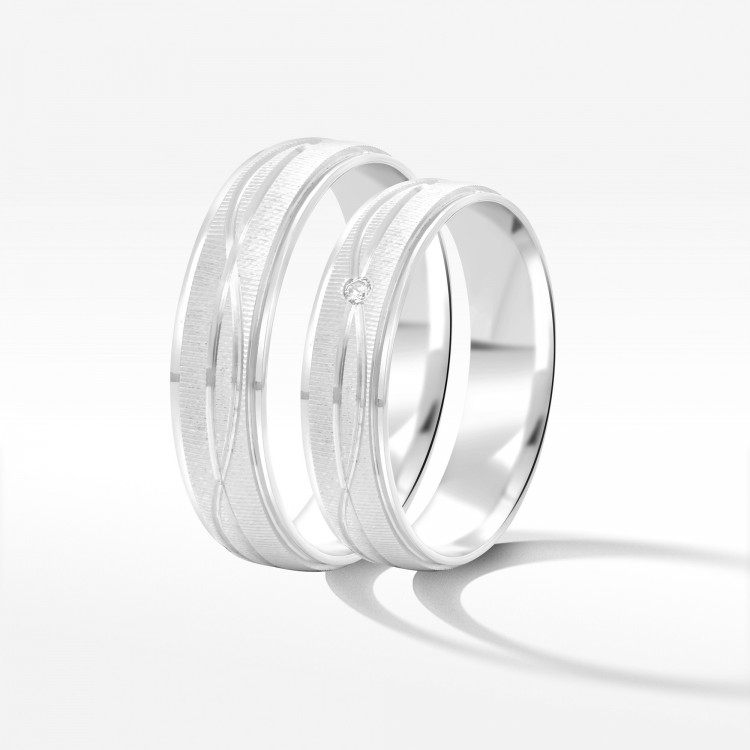 Obrączki ślubne z białego złota 5mm fazowane