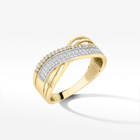 Złoty pierścionek z cyrkoniami