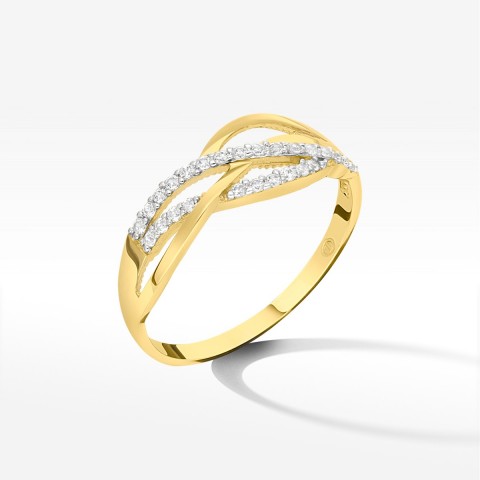 Złoty pierścionek z cyrkoniami