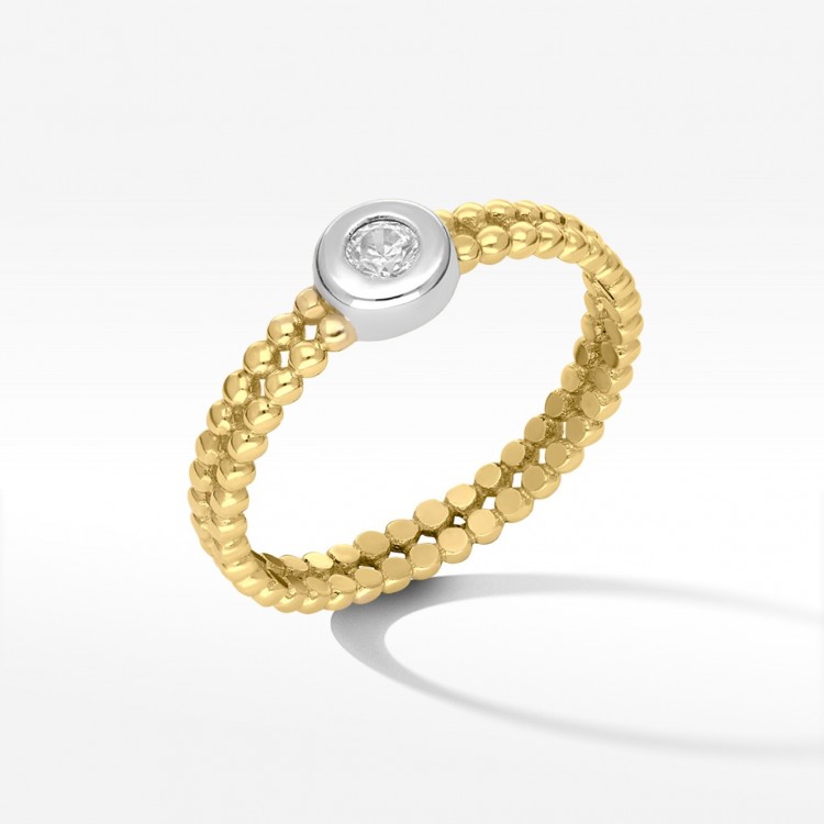 Złoty pierścionek z cyrkonią