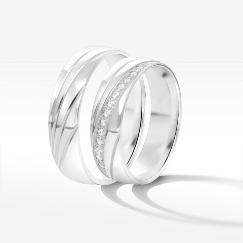 Obrączki ślubne z białego złota 5.5mm półokrągłe