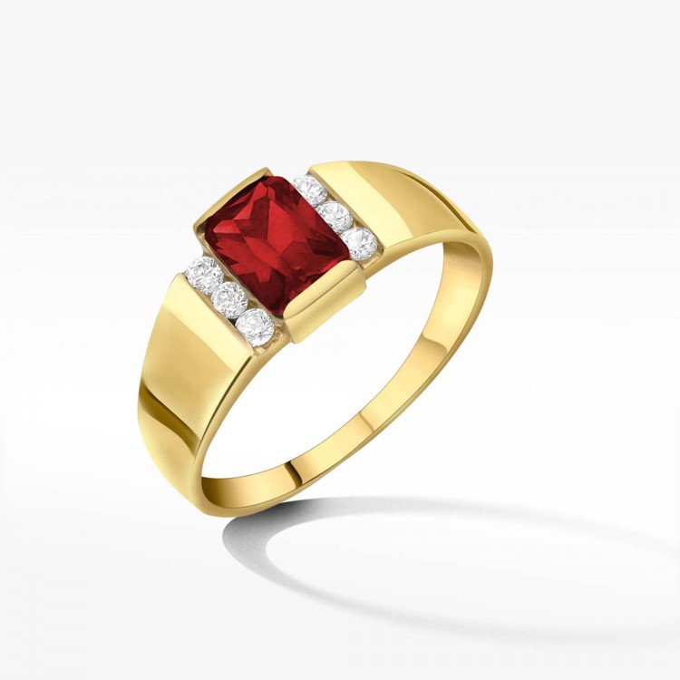 Pierścionek ze złota z rubinową cyrkonią