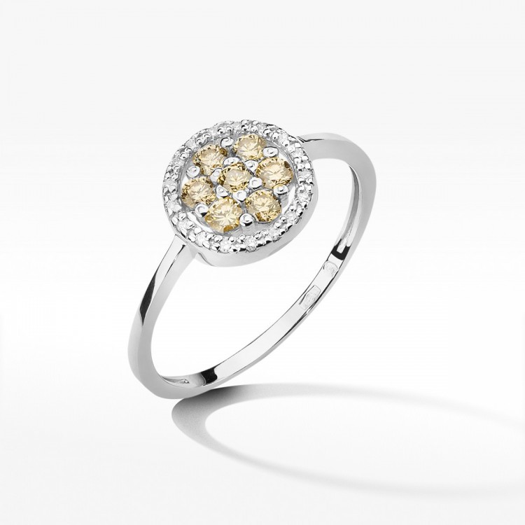 Złoty pierścionek z brązowymi diamentami