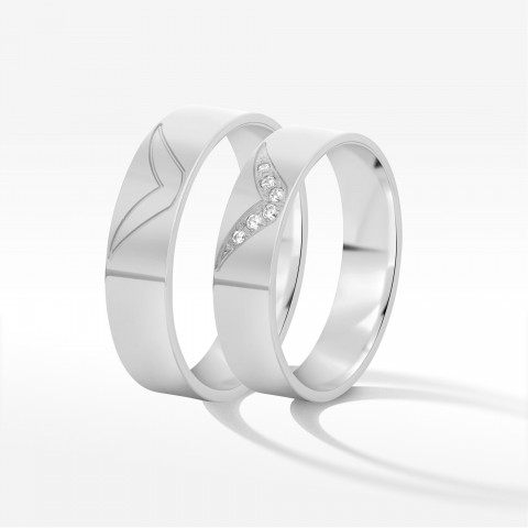 Obrączki ślubne z białego złota 5.5mm płaskie