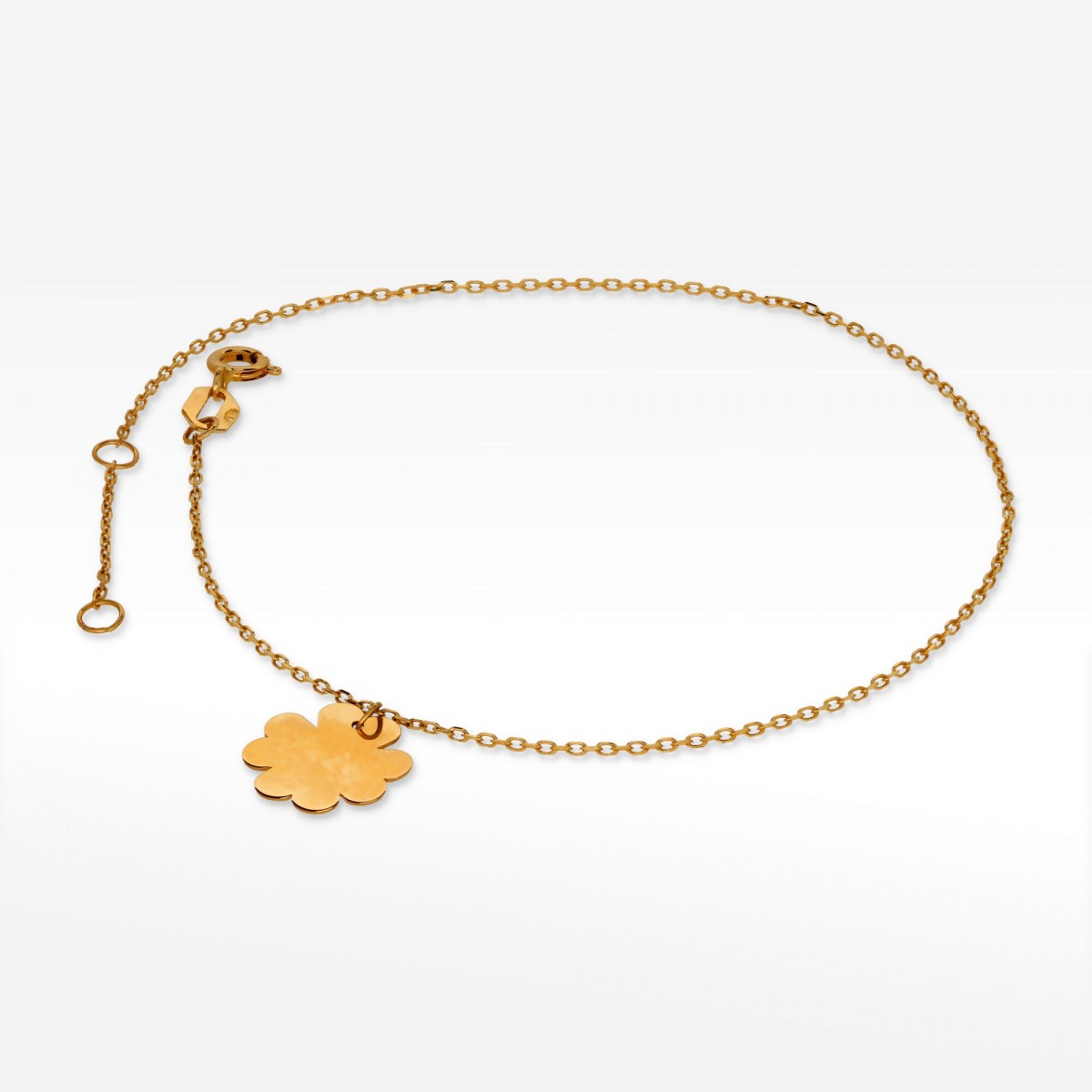 Bransoletka ze złota na nogę z koniczynką