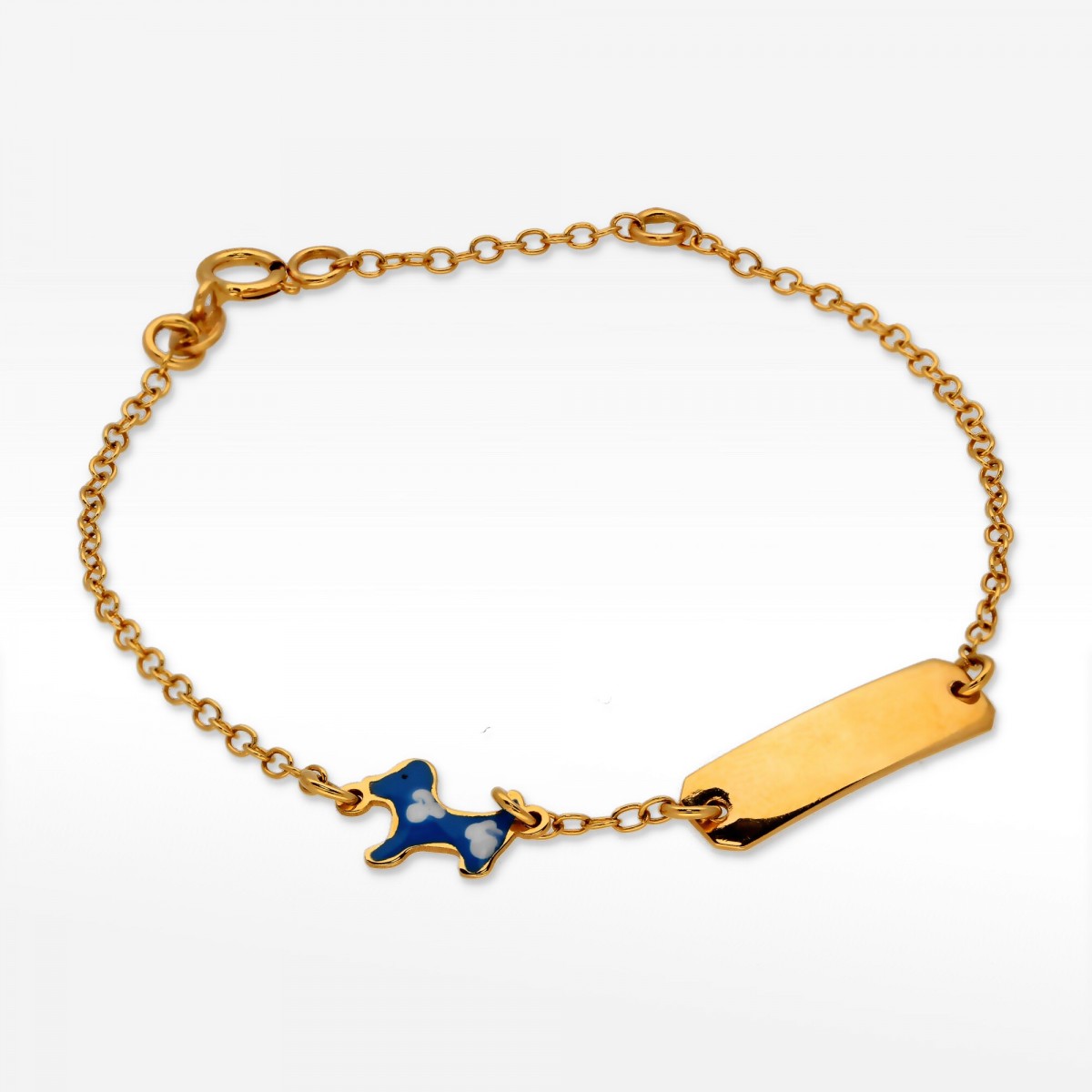 Bransoletka ze złota z blaszką i pieskiem