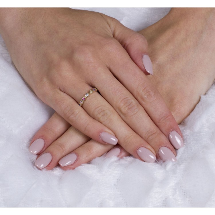 Pierścionek ze złota z kolorowymi cyrkoniami