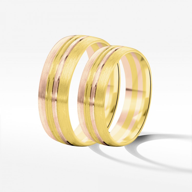 Obrączki ślubne z dwukolorowego złota 6mm