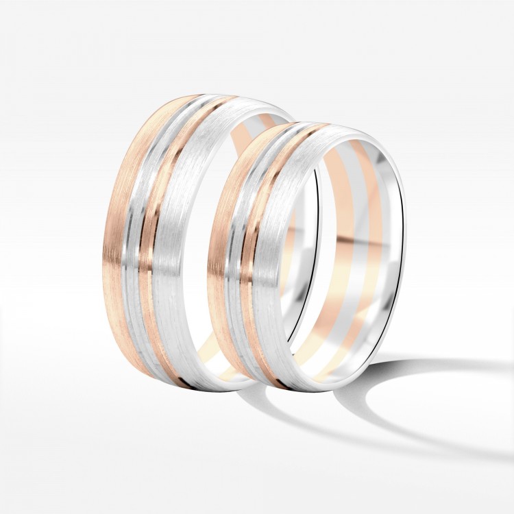 Obrączki ślubne z dwukolorowego złota 6mm