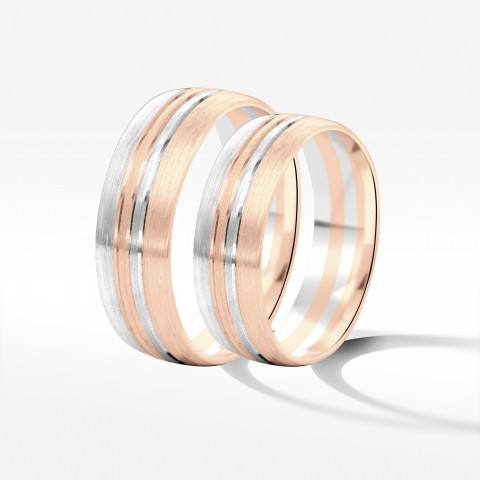 Obrączki ślubne z dwukolorowego złota 6mm