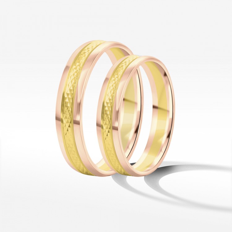 Obrączki ślubne z dwukolorowego złota 4mm