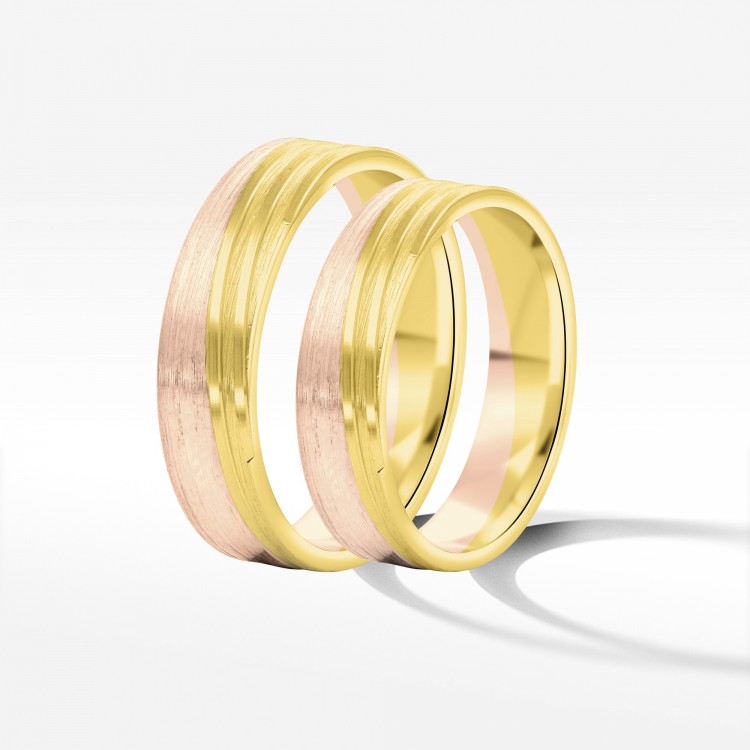 Obrączki ślubne z dwukolorowego złota 5mm
